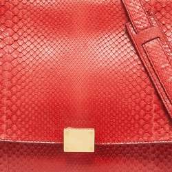 Pre Owned Celine Red Python and Suede Medium Trapeze Bag