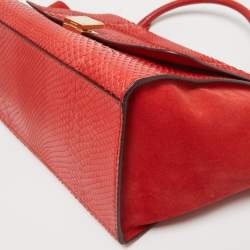 Pre Owned Celine Red Python and Suede Medium Trapeze Bag