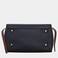 Celine Navy Blue, Terracotta Leather Bicolor Belt Bag 