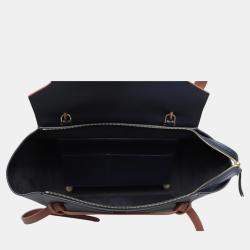 Celine Navy Blue, Terracotta Leather Bicolor Belt Bag 