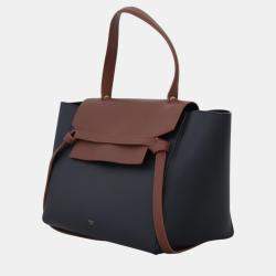 Celine Navy Blue, Terracotta Leather Bicolor Belt Bag 