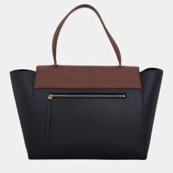 Celine Navy Blue, Terracotta Leather Bicolor Belt Bag 