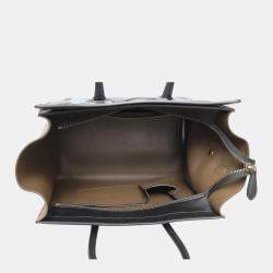 Pre Owned Celine Black, Blue, Dark Olive Green Leather Tricolor Mini Luggage Bag