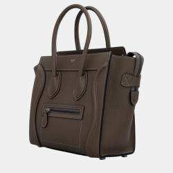 Celine Brown Leather Micro Luggage Tote Bag