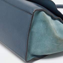 Celine Blue Leather and Suede Medium Trapeze Top Handle Bag