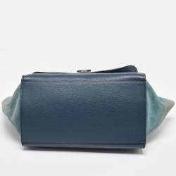 Celine Blue Leather and Suede Medium Trapeze Top Handle Bag