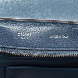 Celine Blue Leather and Suede Medium Trapeze Top Handle Bag