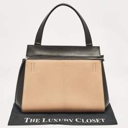 Celine Black/Beige Leather Medium Edge Top Handle Bag