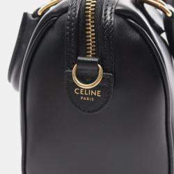 Celine Small Boston Cuir Leather Black Triomphe Handbag