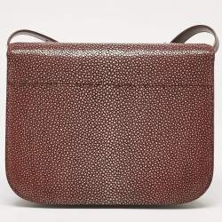 Celine Burgundy Stingray and Leather Medium Classic Box Shoulder Bag
