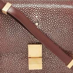 Celine Burgundy Stingray and Leather Medium Classic Box Shoulder Bag