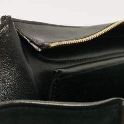Pre Owned Celine Black Croc Embossed Nubuck and Leather Medium Trapeze Bag