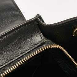 Pre Owned Celine Black Croc Embossed Nubuck and Leather Medium Trapeze Bag