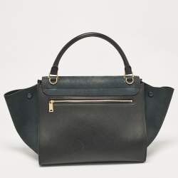 Pre Owned Celine Black Croc Embossed Nubuck and Leather Medium Trapeze Bag