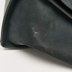 Pre Owned Celine Black Croc Embossed Nubuck and Leather Medium Trapeze Bag