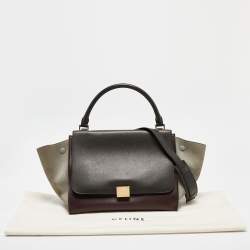 Celine Tricolor Leather and Suede Medium Trapeze Top Handle Bag