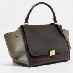 Celine Tricolor Leather and Suede Medium Trapeze Top Handle Bag