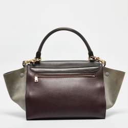 Celine Tricolor Leather and Suede Medium Trapeze Top Handle Bag