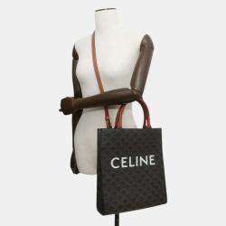 Celine Tan Triomphe Canvas Leather Vertical Cabas Small bag