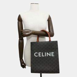 Celine Tan Triomphe Canvas Leather Vertical Cabas Small bag