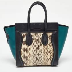Celine Multicolor Leather and Snakeskin Micro Luggage Tote