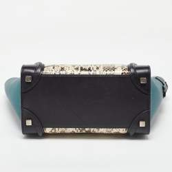 Celine Multicolor Leather and Snakeskin Micro Luggage Tote