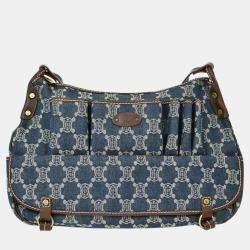 Celine Blue Denim Macadam Shoulder Bag