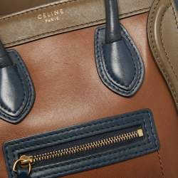 Pre Owned Celine Tri Color Leather Nano Luggage Tote