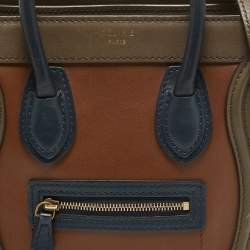 Pre Owned Celine Tri Color Leather Nano Luggage Tote