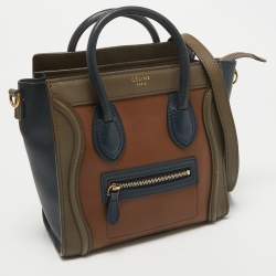 Pre Owned Celine Tri Color Leather Nano Luggage Tote
