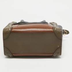 Pre Owned Celine Tri Color Leather Nano Luggage Tote