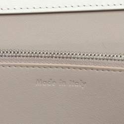 Pre Owned Celine White Leather Medium Clasp Top Handle Bag