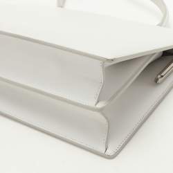 Pre Owned Celine White Leather Medium Clasp Top Handle Bag