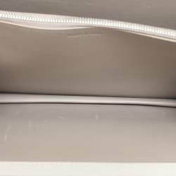 Pre Owned Celine White Leather Medium Clasp Top Handle Bag