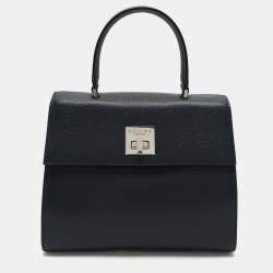 Celine Blue Leather Vintage Top Handle Bag