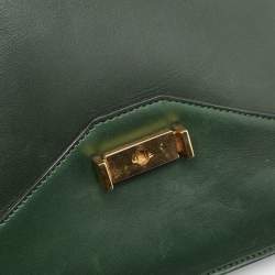 Pre Owned Celine Green Leather Diamond Clutch Bag
