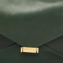 Pre Owned Celine Green Leather Diamond Clutch Bag