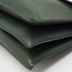 Pre Owned Celine Green Leather Diamond Clutch Bag
