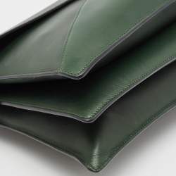 Pre Owned Celine Green Leather Diamond Clutch Bag