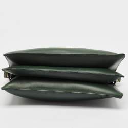 Pre Owned Celine Green Leather Diamond Clutch Bag