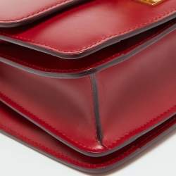 Celine Red Leather Small Classic Box Crossbody Bag