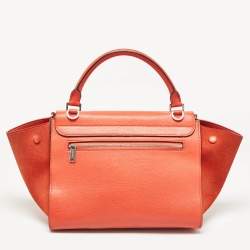 Pre Owned Celine Orange Leather and Suede Small Trapeze Top Handle Bag