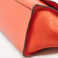 Pre Owned Celine Orange Leather and Suede Small Trapeze Top Handle Bag