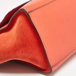 Pre Owned Celine Orange Leather and Suede Small Trapeze Top Handle Bag