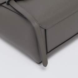 Pre Owned Celine Dark Grey Leather Micro Belt Top Handle Bag