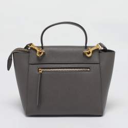 Pre Owned Celine Dark Grey Leather Micro Belt Top Handle Bag