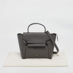 Pre Owned Celine Dark Grey Leather Micro Belt Top Handle Bag