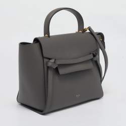 Pre Owned Celine Dark Grey Leather Micro Belt Top Handle Bag