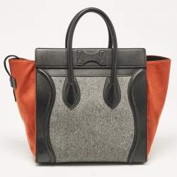 Celine Tricolor Felt and Leather Mini Luggage Tote