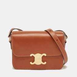Celine Brown Leather Triomphe Shoulder Bag